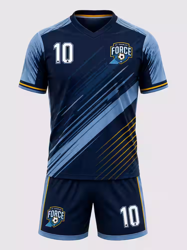 St. Charles Force custom home and away soccer kits by Evergreen Merch