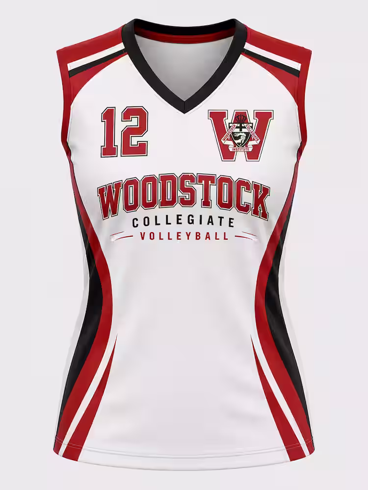 Woodstock Collegiate custom volleyball jerseys by Evergreen Merch